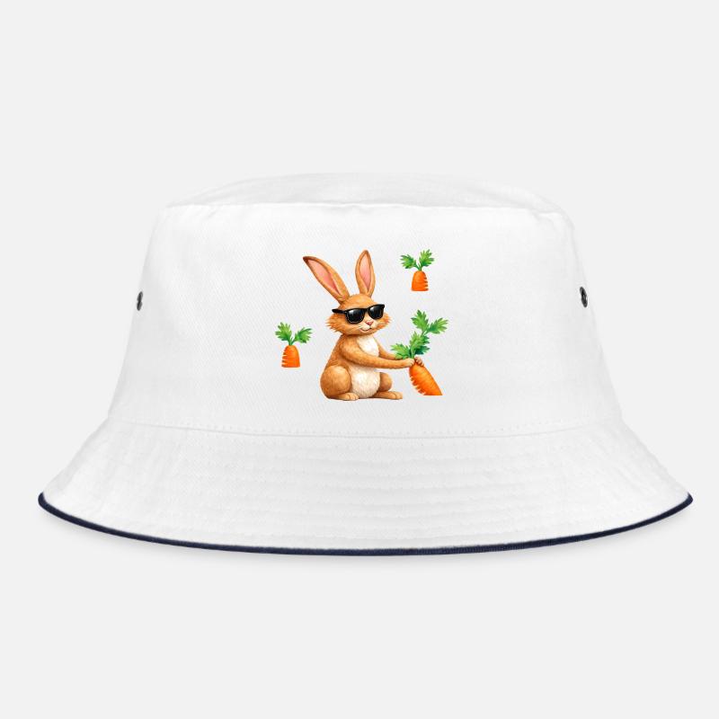 Bunny with sunglasses and carrot Bucket Hat