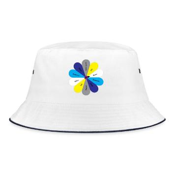 Ein einfaches Leben, entspannen, fantasieren, essen, schlafen - Bucket Hat - Weiß/Navy - Vorne