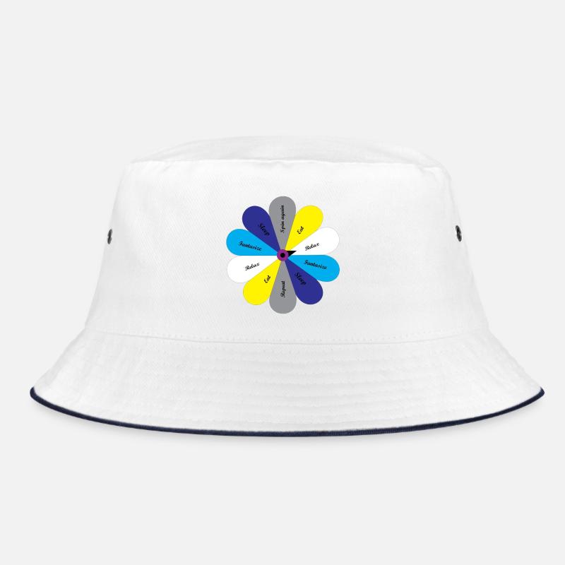 Easy life, relaxing, fantasizing, eating, sleeping - Bucket Hat - white/navy