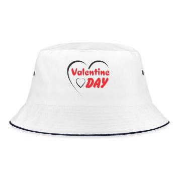 Valentinstagsherz-Schrift - Bucket Hat - Weiß/Navy - Vorne