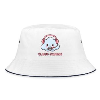 Cloud Gaming | Cute Kawaii Gamer Cloud - Bucket Hat - white/navy - Front