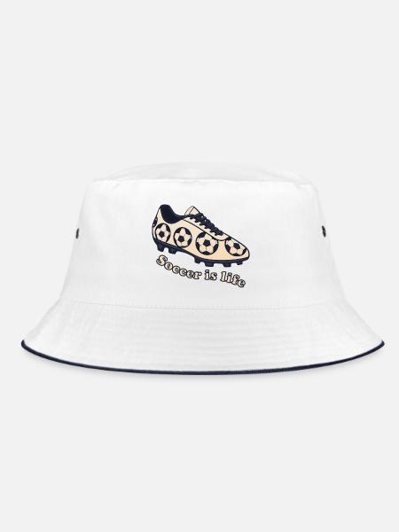 Fußball – Soccer ist Leben Design - Bucket Hat - Weiß/Navy - Vorne