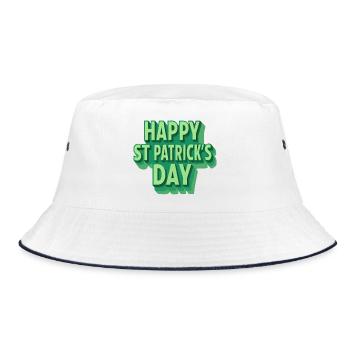 Frohe St. Patrick's Day grüne Pop Art - Bucket Hat - Weiß/Navy - Vorne