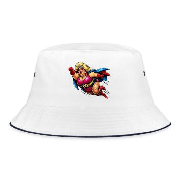 Superheldin Retro Glam Poppig - Bucket Hat - Weiß/Navy - Vorne