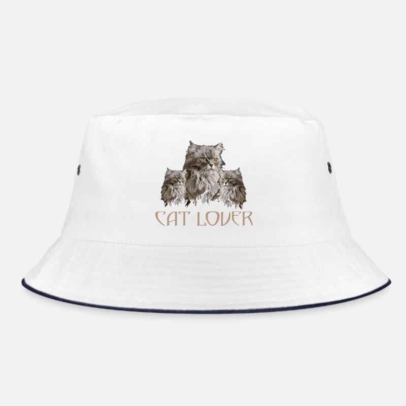 CAT_LOVER - Bucket Hat - white/navy