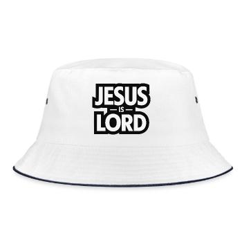 Jesus Is Lord - Christliches Typo Design - Bucket Hat - Weiß/Navy - Vorne