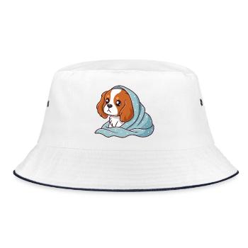 Beagle wrapped up in blue - Bucket Hat - white/navy - Front