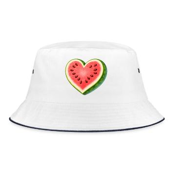 Saftige Wassermelone in Herzform Illustration - Bucket Hat - Weiß/Navy - Vorne