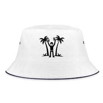Party Urlaub Insel Drinking - Bucket Hat - Weiß/Navy - Vorne