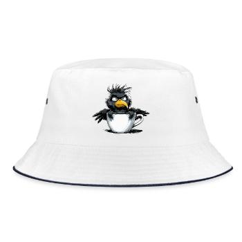 Morgenmuffel Kaffee Kein Bock Rabe Schlechte Laune - Bucket Hat - Weiß/Navy - Vorne