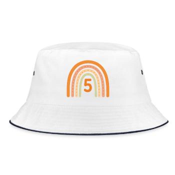 5. Geburtstag Regenbogen - Bucket Hat - Weiß/Navy - Vorne