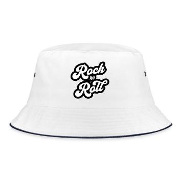 Rock'n'Roll-Vintage-Skript - Bucket Hat - Weiß/Navy - Vorne