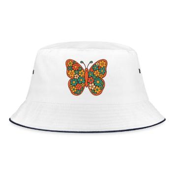 Flower Wings Butterfly Art - Bucket Hat - white/navy - Front