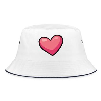 Rosa Herz-Illusion - Bucket Hat - Weiß/Navy - Vorne