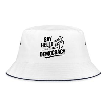 Sag Hallo zur Demokratie - Bucket Hat - Weiß/Navy - Vorne