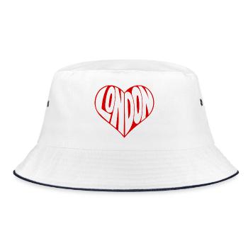 London Herz Typo - Bucket Hat - Weiß/Navy - Vorne