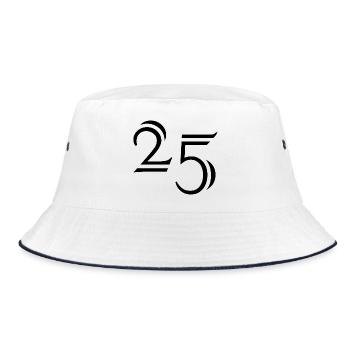 25. 25 JAHRE. 25. JUBILÄUM. 25 JAHRESJUBILÄUM. - Bucket Hat - Weiß/Navy - Vorne