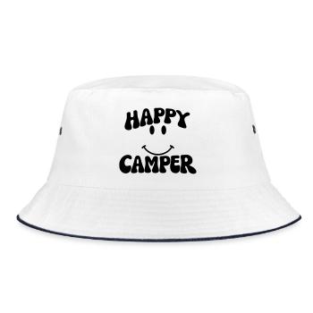 Happy Camper - Bucket Hat - Weiß/Navy - Vorne