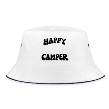 Happy Camper - Bucket Hat - Weiß/Navy - Vorne