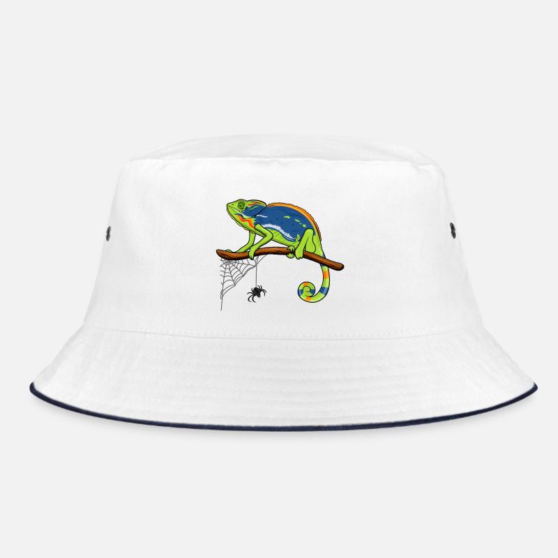 Chameleon On Branch with Spider Web Bucket Hat