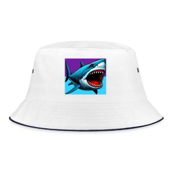 Shark - Bucket Hat - white/navy - Front