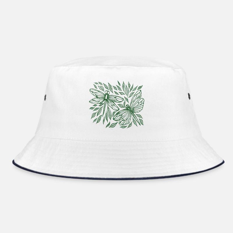 Dragonflies and Leaves Botanical Bucket Hat