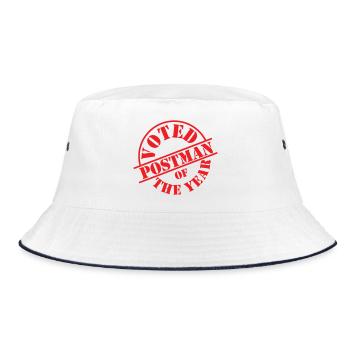 Postman of the Year English Postal Stamp - Bucket Hat - white/navy - Front