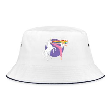 Kampfregenbogen: Einhorn vs Tänzerin - Bucket Hat - Weiß/Navy - Vorne