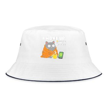 Cat Morning Mug Cuddly Blanket - Bucket Hat - white/navy - Front