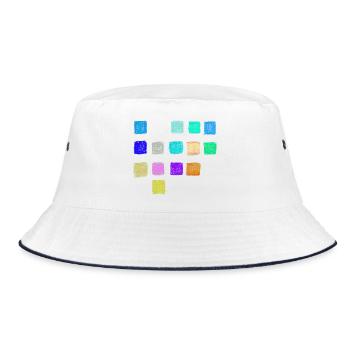 Colored Pencil Colors Squares Pattern - Abstract - Bucket Hat - white/navy - Front