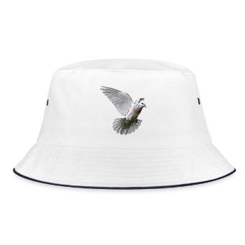brieftaube im Flug - Bucket Hat - Weiß/Navy - Vorne