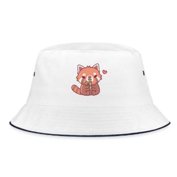 Der süße rote Panda liebt Bambus - Bucket Hat - Weiß/Navy - Vorne