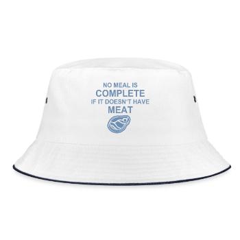 Fleischliebhaber Grillen BBQ Burger Steak Koch - Bucket Hat - Weiß/Navy - Vorne