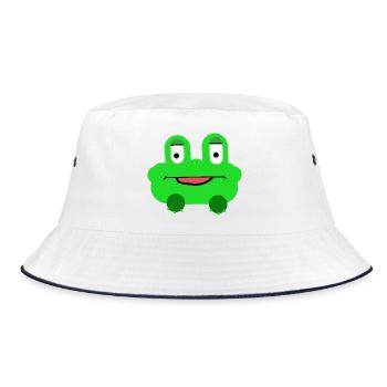 Frog Children Child Cheerful - Bucket Hat - white/navy - Front