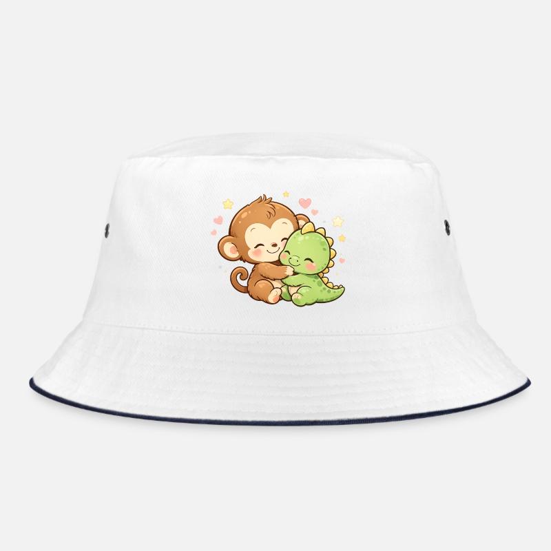 Cute Monkey & Baby Dino Cuddle Bucket Hat