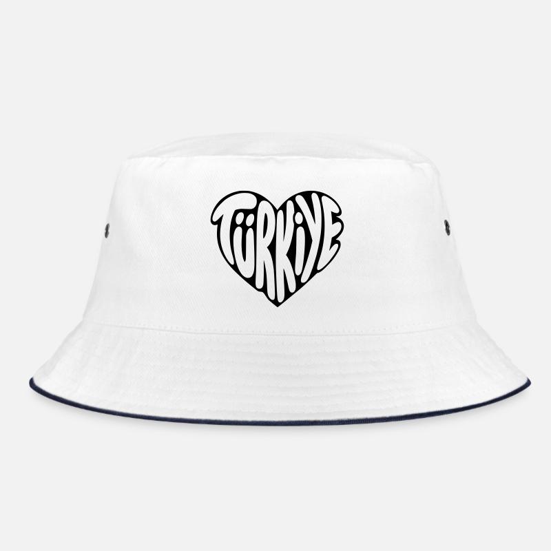 Türkiye, Turkey Heart Font Design Bucket Hat