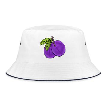 Plums Fruit Fruit Plum Garden - Bucket Hat - white/navy - Front
