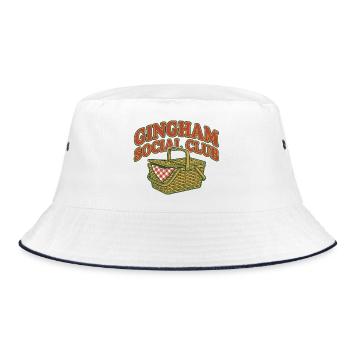Gingham Picnic Social Club - Bucket Hat - white/navy - Front