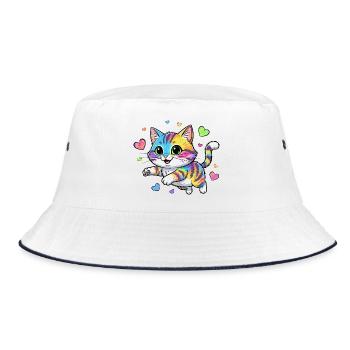 Chat arc-en-ciel au cœur - Bob - blanc/marine - Devant