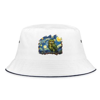 Kakapo-Nacht Neuseeland-Papagei Kakapo-Vogel Sternenklar - Bucket Hat - Weiß/Navy - Vorne