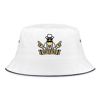 Vatertag Handzeichen (Männertag / Herrentag / 2C) - Bucket Hat - Weiß/Navy - Vorne