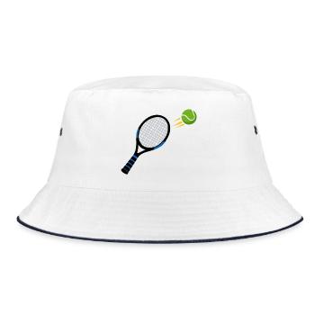 Tennisschläger trifft Tennisball - Bucket Hat - Weiß/Navy - Vorne