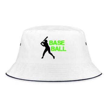 Baseball Neon Grunge Schrift - Bucket Hat - Weiß/Navy - Vorne