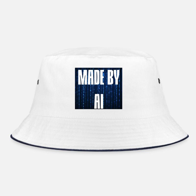 Made by AI blue - Bucket Hat - white/navy