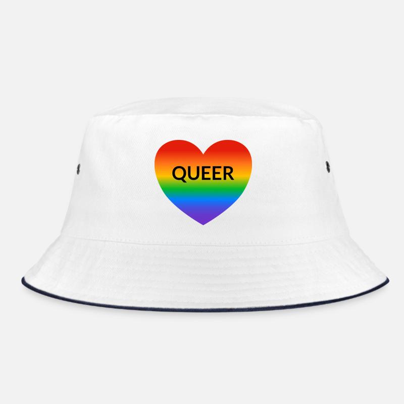 Pride QUEER rainbow heart Bucket Hat
