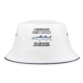 Der beste Fang des Fischers - Bucket Hat - Weiß/Navy - Vorne