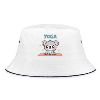 Koala Yoga Kawaii on Pastel Mat - Bucket Hat - white/navy - Front