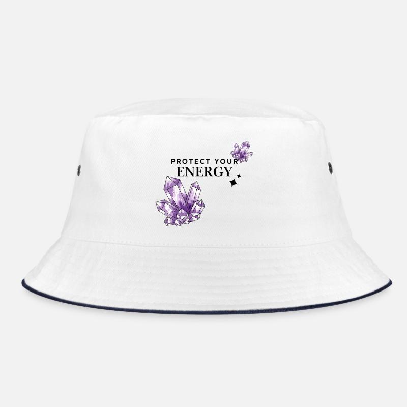 Violet crystal clusters on black Bucket Hat