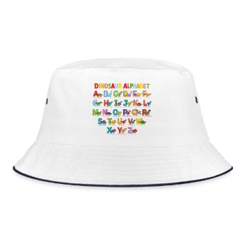 Dinosaurier Alphabet ABC Poster Kinderzimmer Dino  - Bucket Hat - Weiß/Navy - Vorne
