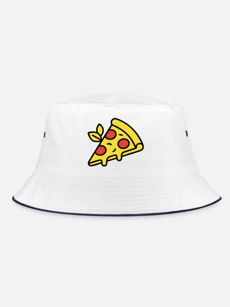Pizza Piece Italy Food Pizzeria Foodie - Bucket Hat - white/navy - Front